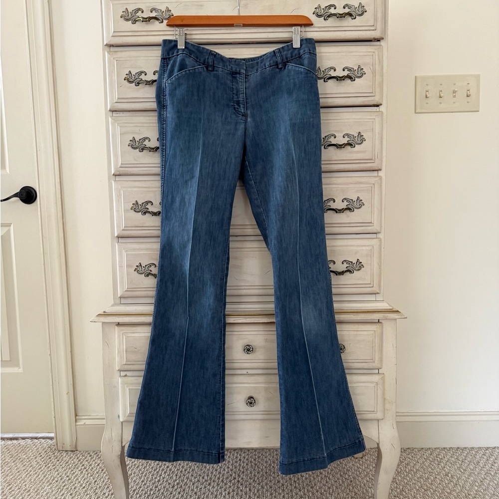 Express Editor Chambray Flare Pants - image 1